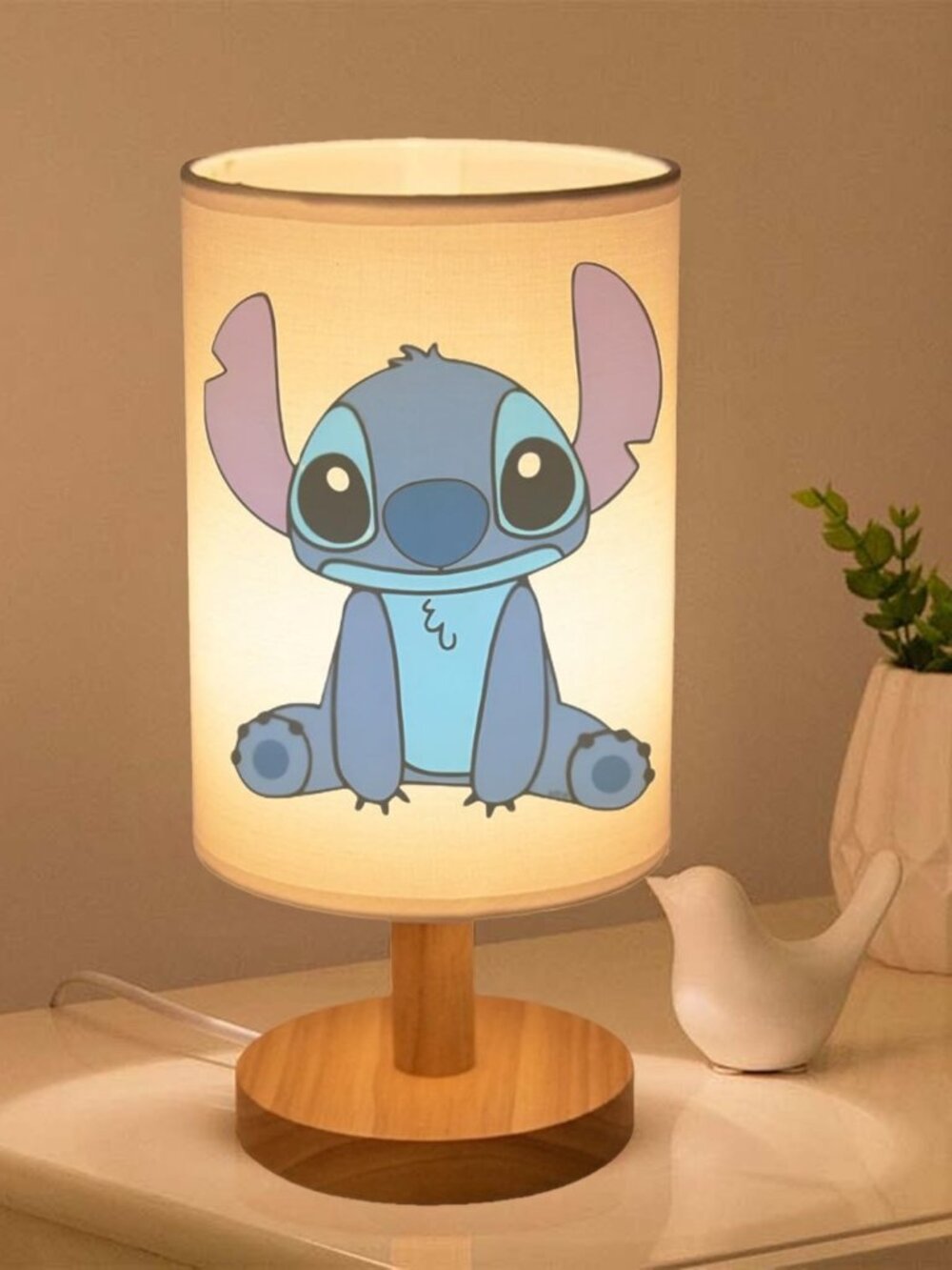 Stitch Kids Bedside Table Lamp 3 Color LED Night Light Fabric Shade Gift NEW